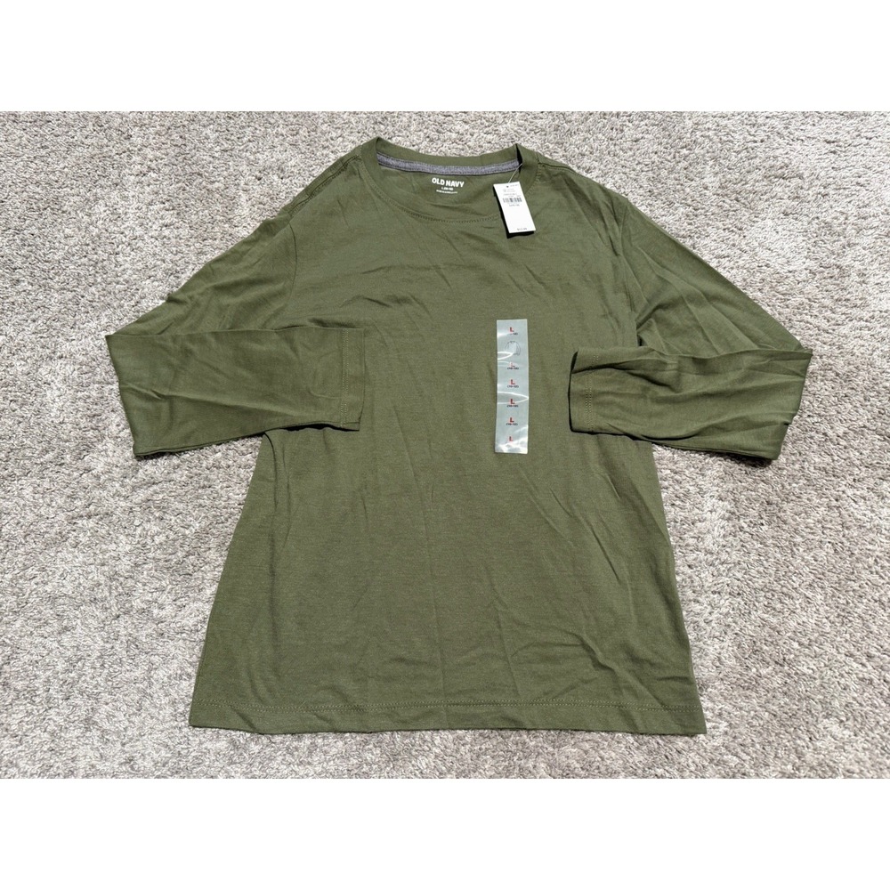 NWT Old Navy Boys Size L (10-12)  Green Color Long‎ Sleeve Crew Neck
